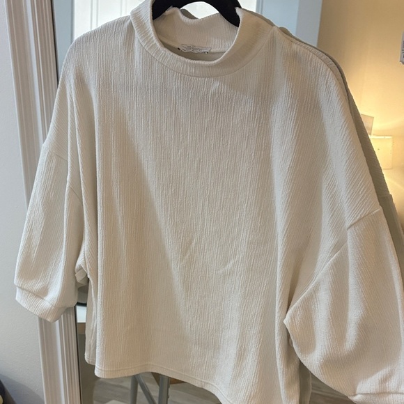 Zara Tops - Zara White Textured Women's mock neck top